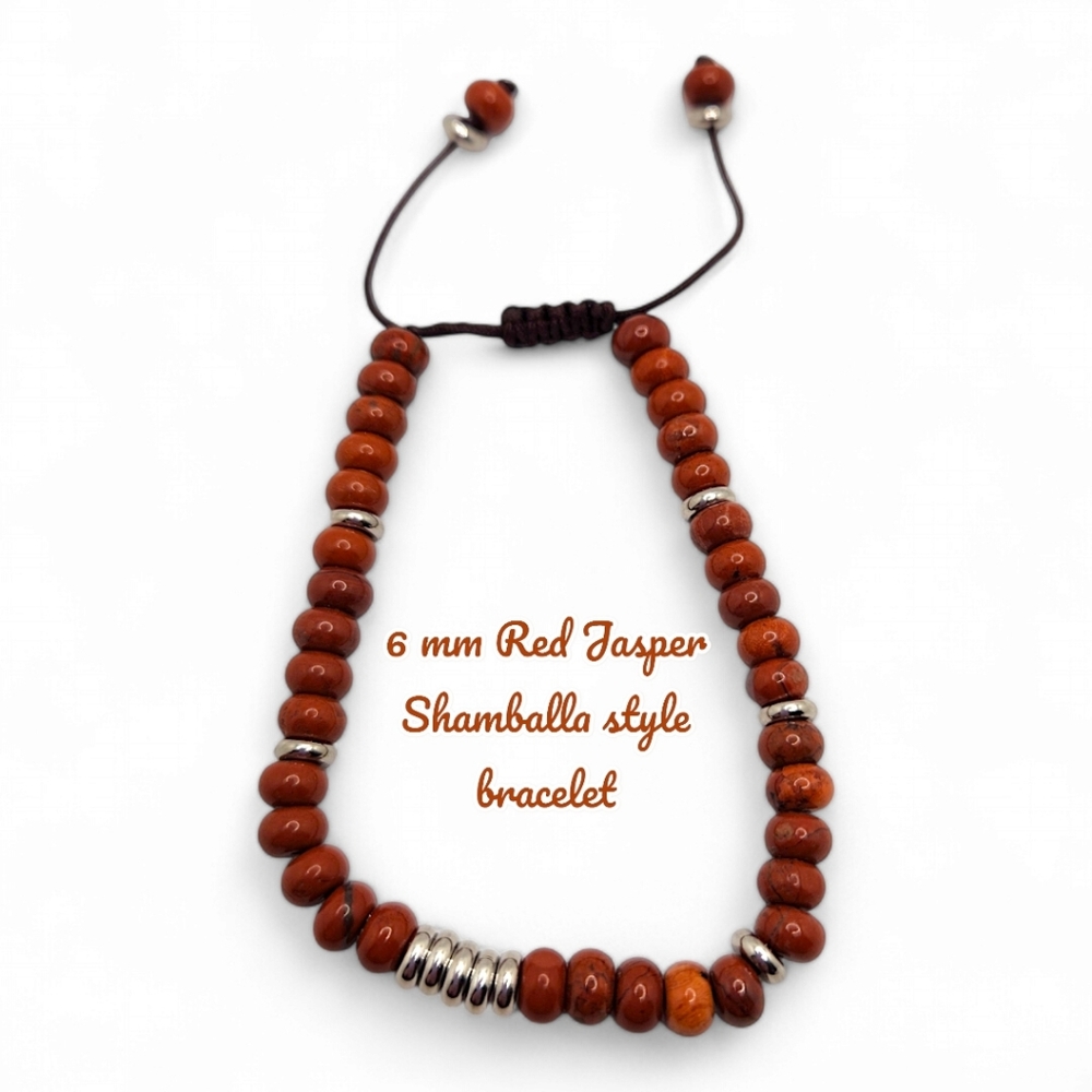 6 mm Red Jasper Shamballa style bracelet